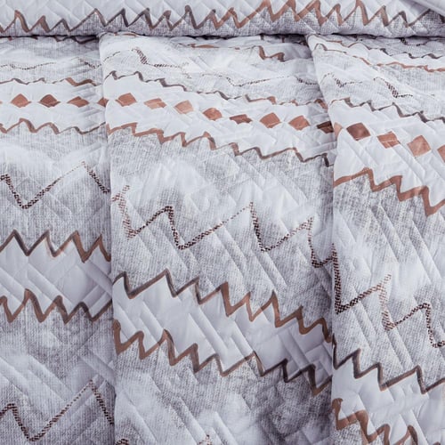 مفرش صيفي مزدوج حشوة مضغوطه 6 قطع - لونيا - رصاصي...