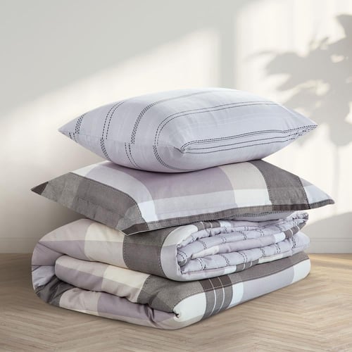 مفرش صيفي مفرد ونص 4 قطع - ليتون - رمادي - بيج -رص...