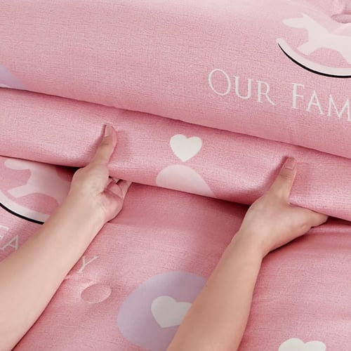 مفرش صيفي مفرد ونص 4 قطع - اطفال - وردي - رمادي