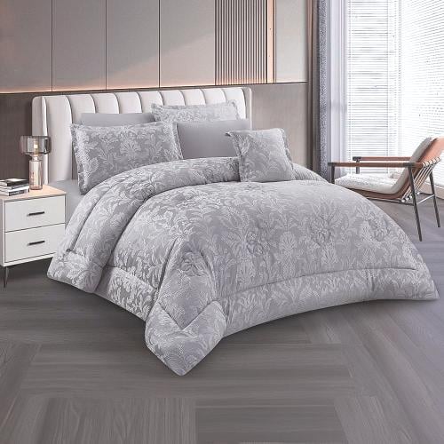 مفرش صيفي مزدوج جاكار ملمس حريري 7 قطع - مالفا - ر...