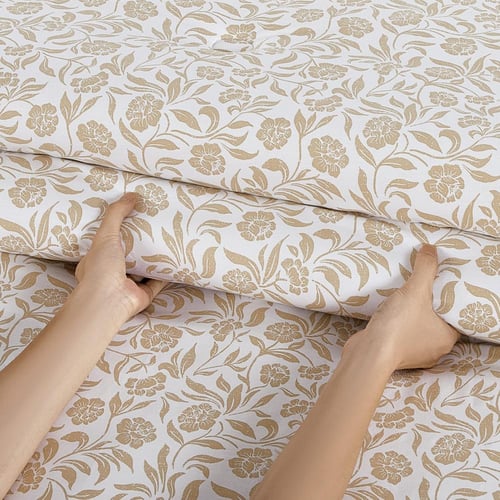 مفرش قطن صيفي مزدوج 8 قطع - زافيرا - كريمي - بيج