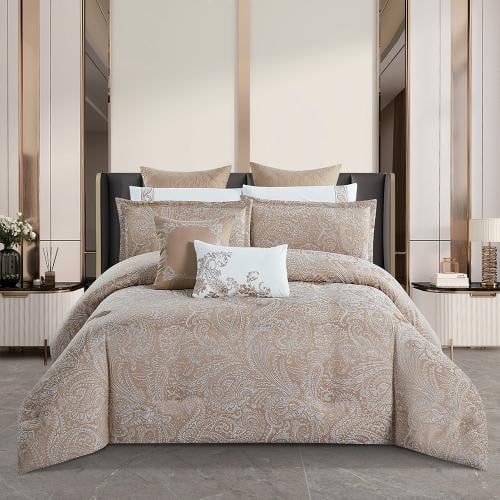 مفرش صيفي فاخر مزدوج جاكار مطرز 12 قطعة – لوتشيني...