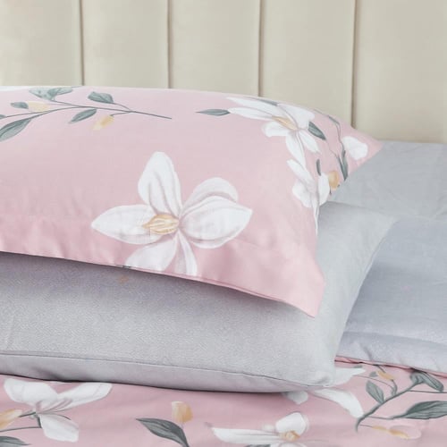 مفرش صيفي مفرد ونص 4 قطع - ليتون - وردي - رصاصي