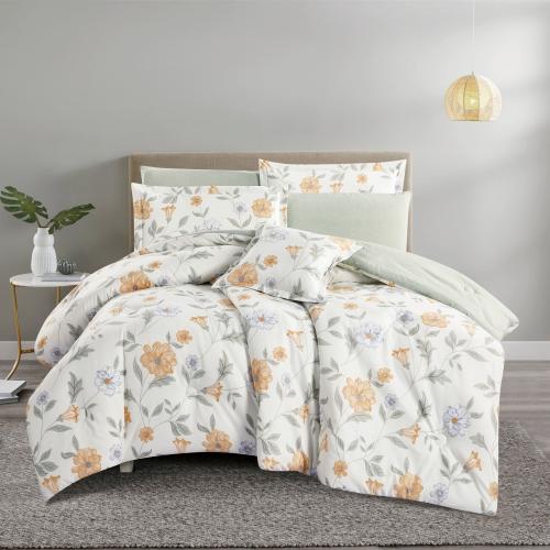 مفرش صيفي مقاس كوين 8 قطع - سولاريتا -كريمي - اخضر