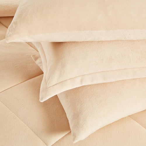 مفرش شتوي مزدوج مخمل فرو 6 قطع - جوانا - كريمي