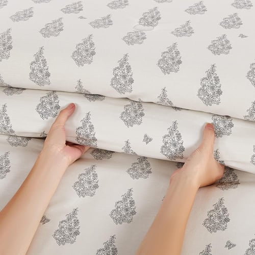 مفرش قطن صيفي مزدوج 8 قطع - زافيرا - كريمي - رمادي