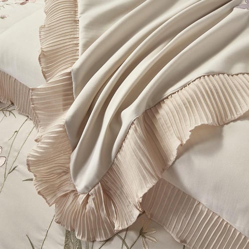 مفرش صيفي مزدوج مطرز فاخر 7 قطع - ازاليا -بيج فاتح