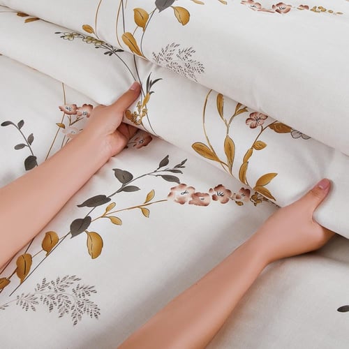 مفرش صيفي مزدوج 10 قطع - بريسا - كريمي - بيج غامق