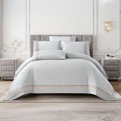 مفرش فندقي مزدوج حشوة متحركة 7 قطع - ألورا - رصاصي