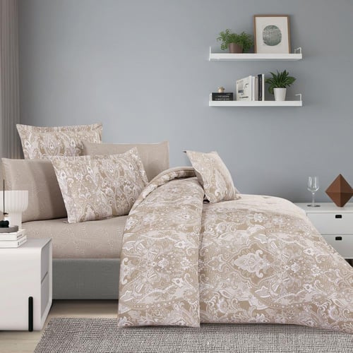 مفرش قطن صيفي مزدوج 8 قطع - افاليون -بيج