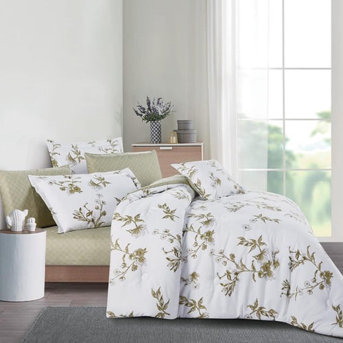 مفرش صيفي مفرد ونص 4 قطع - ليتون - اوف وايت - اخضر