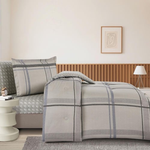 مفرش قطن صيفي مفرد ونص ٤ قطع - نولين -بيج - رمادي...