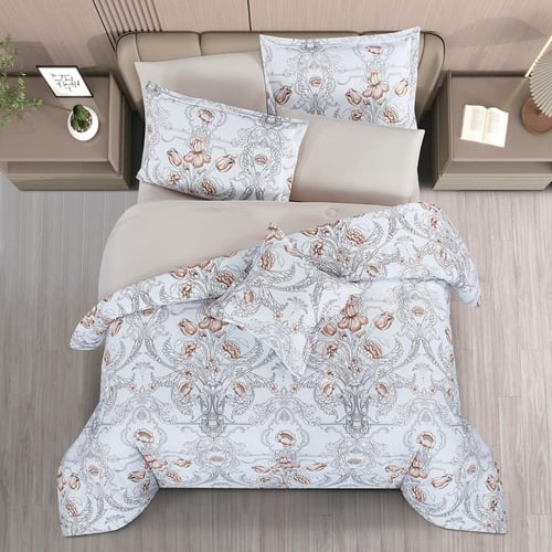 مفرش صيفي مزدوج وجهين ٧ قطع - اوركا - ابيض - بيج