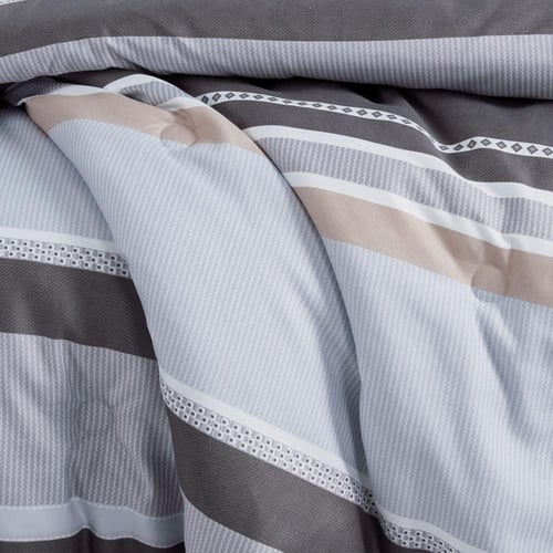 مفرش صيفي مفرد ونص 4 قطع - ليتون -رمادي غامق - رصا...