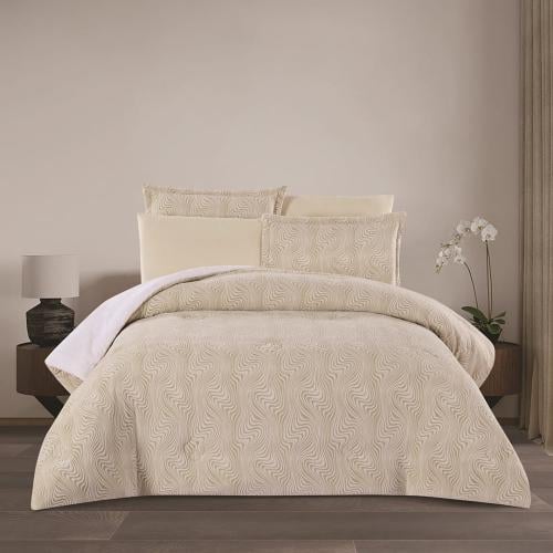 مفرش شتوي مزدوج مخمل فرو 6 قطع - اورنيلا - كريمي -...