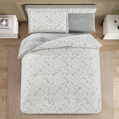 مفرش قطن صيفي مفرد ونص ٤ قطع - نولين - سكري - رماد...