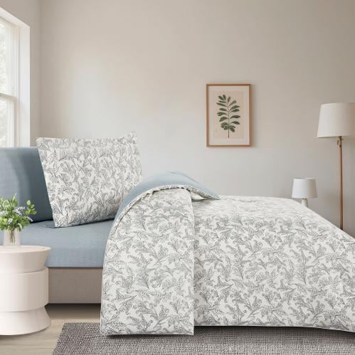 مفرش قطن صيفي مفرد ونص ٤ قطع - نولين -سكري - رمادي