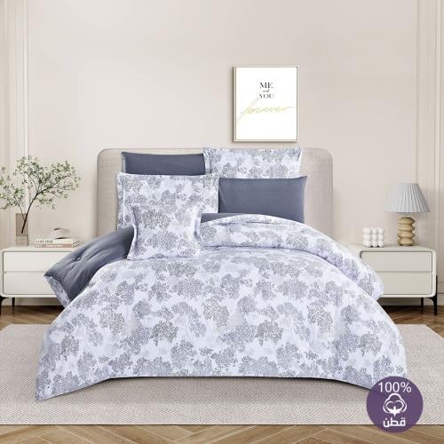 مفرش قطن صيفي مقاس كوين 8 قطع - فيوليتا - رصاصي -...