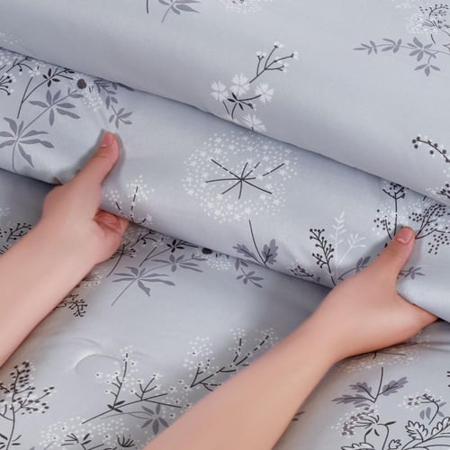 مفرش صيفي مفرد ونص 4 قطع - اديلين - رصاصي - رمادي
