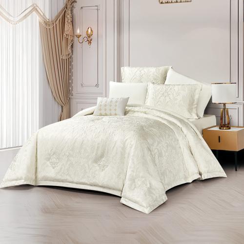 مفرش صيفي مزدوج جاكار 7 قطع - مارينثا -كريمي