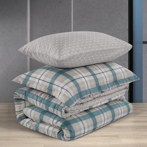 مفرش صيفي مفرد ونص 4 قطع - ليتون - رصاصي - اخضر