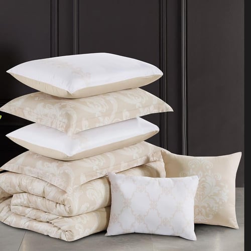 مفرش قطن عالي النعومة مزدوج 300 غرزه 8 قطع - ايليو...