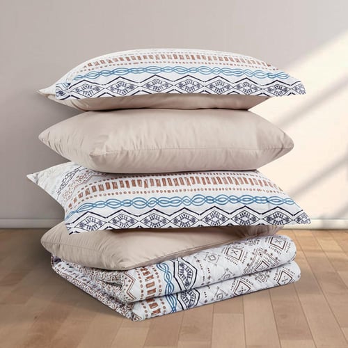 مفرش صيفي مزدوج حشوة مضغوطه 6 قطع - لونيا- ابيض -...