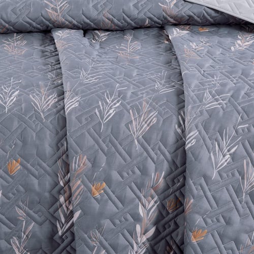 مفرش صيفي مزدوج حشوة مضغوطه 6 قطع - لونيا- رمادي غ...