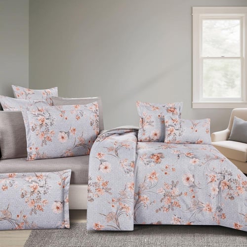 مفرش صيفي مزدوج 10 قطع - بريسا - رصاصي - بيج غامق