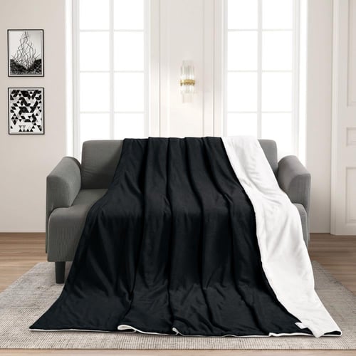 بطانية مخمل وفرو ماريو 200 × 230 - اسود