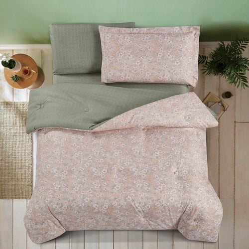 مفرش صيفي مفرد ونص 4 قطع - ليتون -بيج - اخضر