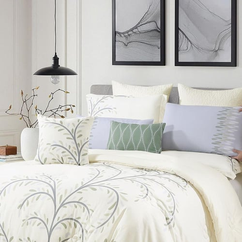 مفرش صيفي مقاس كوين 12 قطعة - كلاريس - سكري غامق