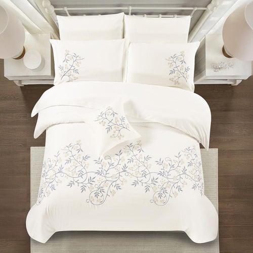 مفرش قطن مطرز حشوة متحركة صيفي مزدوج 9 قطع - لينوف...