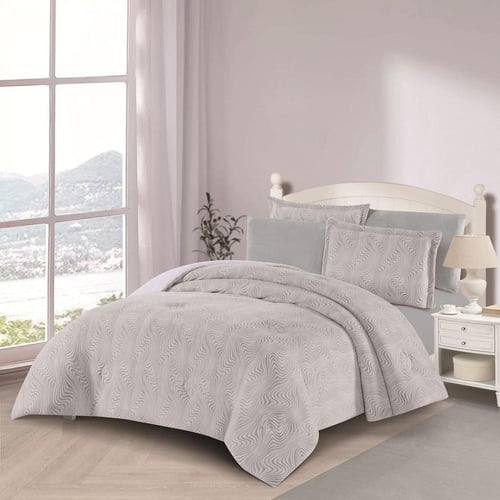 مفرش شتوي مخمل فرو مفرد ونص 4 قطع - موريل - أبيض ع...