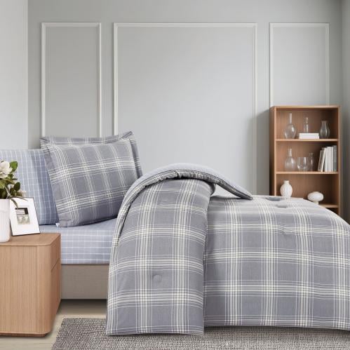 مفرش قطن صيفي مفرد ونص ٤ قطع - نولين -رمادي - رصاص...