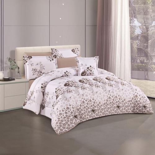 مفرش صيفي مزدوج 7 قطع - اوركا -ابيض - بني