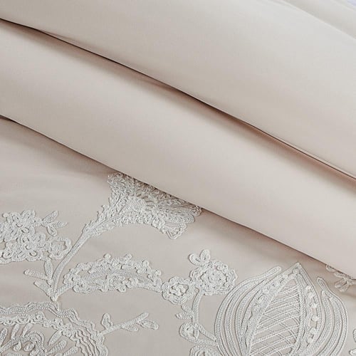 مفرش صيفي مزدوج مطرز فاخر 12 قطعة - ليوني - بيج فا...