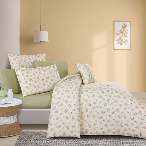 مفرش قطن صيفي مفرد ونص ٤ قطع - نولين -كريمي - اخضر