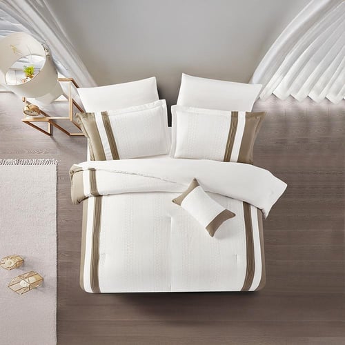 مفرش صيفي مزدوج مطرز مزين بالدانتيل 7 قطع - بولكير...