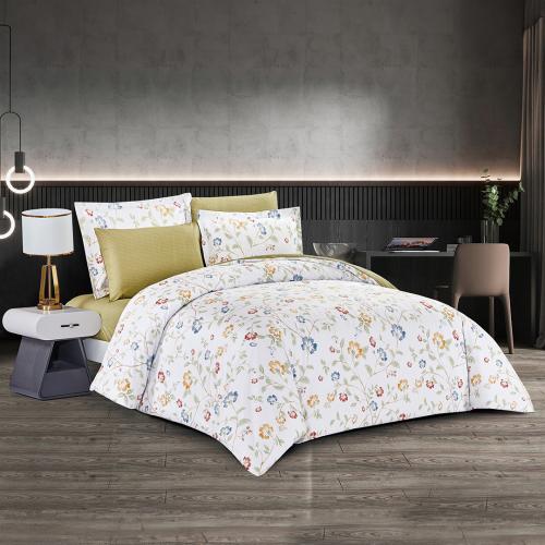 مفرش قطن صيفي مزدوج 6 قطع - نوفيلا -ابيض - اخضر غا...