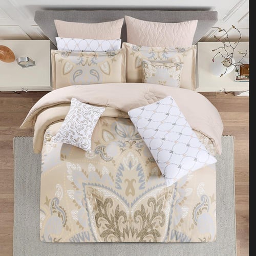 مفرش صيفي مزدوج 10 قطع - ريفيرا - بيج غامق