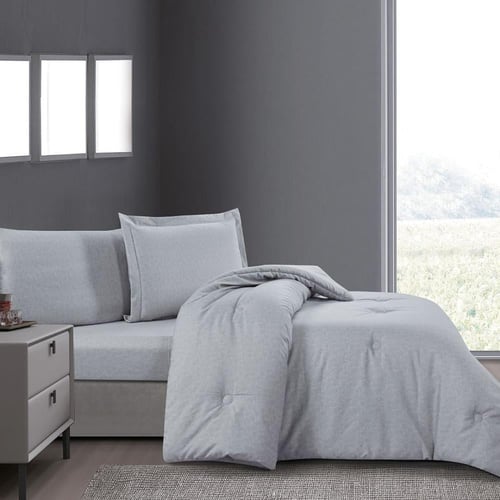 مفرش صيفي مفرد ونص 4 قطع - ليتون -رمادي