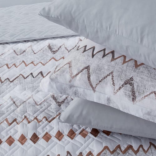 مفرش صيفي مزدوج حشوة مضغوطه 6 قطع - لونيا - رصاصي...