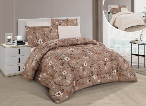 مفرش صيفي مفرد ونص 4 قطع - غاردينا -بني - بيج فاتح