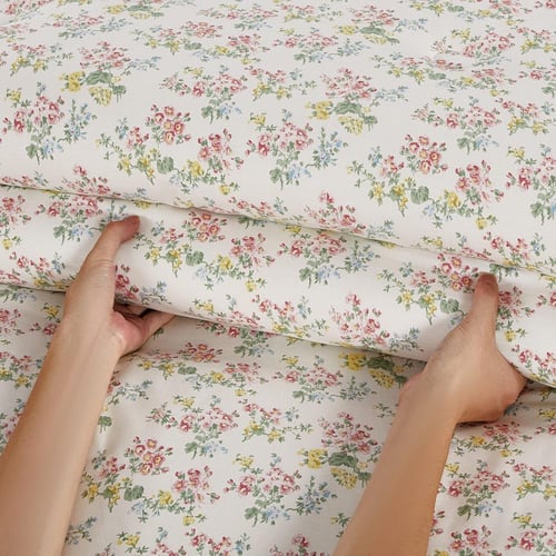 مفرش قطن صيفي مفرد ونص ٤ قطع - نولين -كريمي - زهري