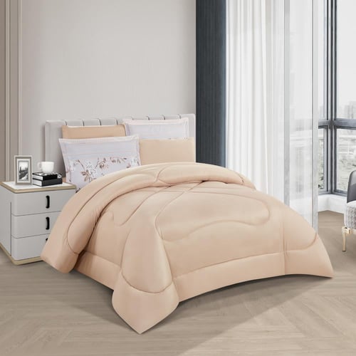 مفرش صيفي مفرد ونص 4 قطع - غاردينا -رصاصي - بيج