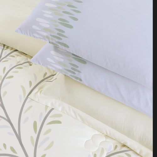 مفرش صيفي مقاس كوين 12 قطعة - كلاريس - سكري غامق