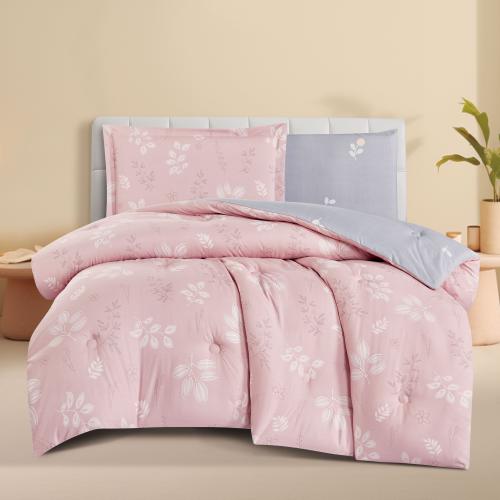 مفرش صيفي مفرد ونص 4 قطع - اليساندرا - زهري - رماد...