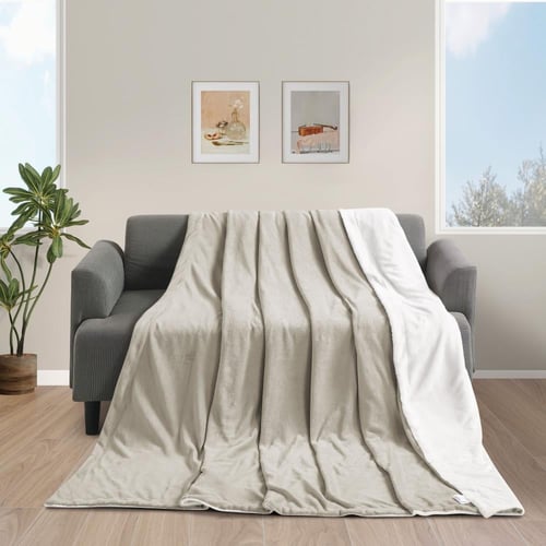 بطانية مخمل وفرو ماريو 200 × 230 - بيج غامق