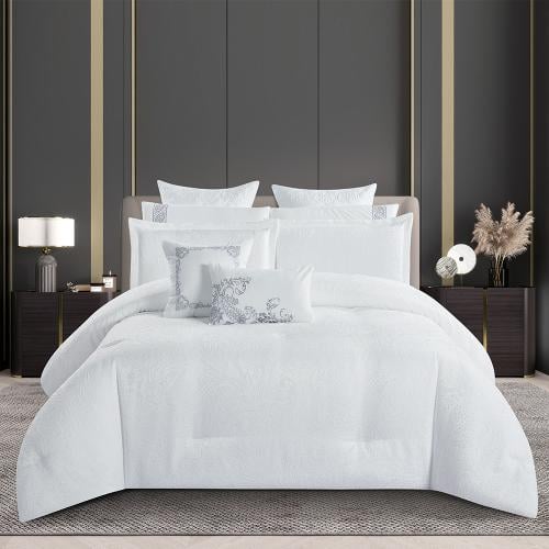 مفرش صيفي فاخر مزدوج جاكار مطرز 12 قطعة – لوتشيني...